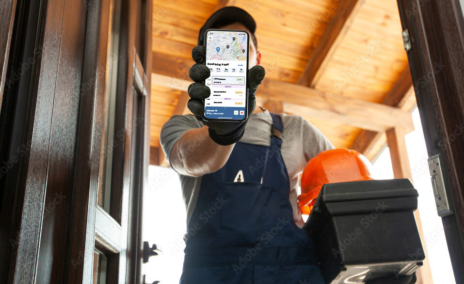 Service aannemer met App van PCA